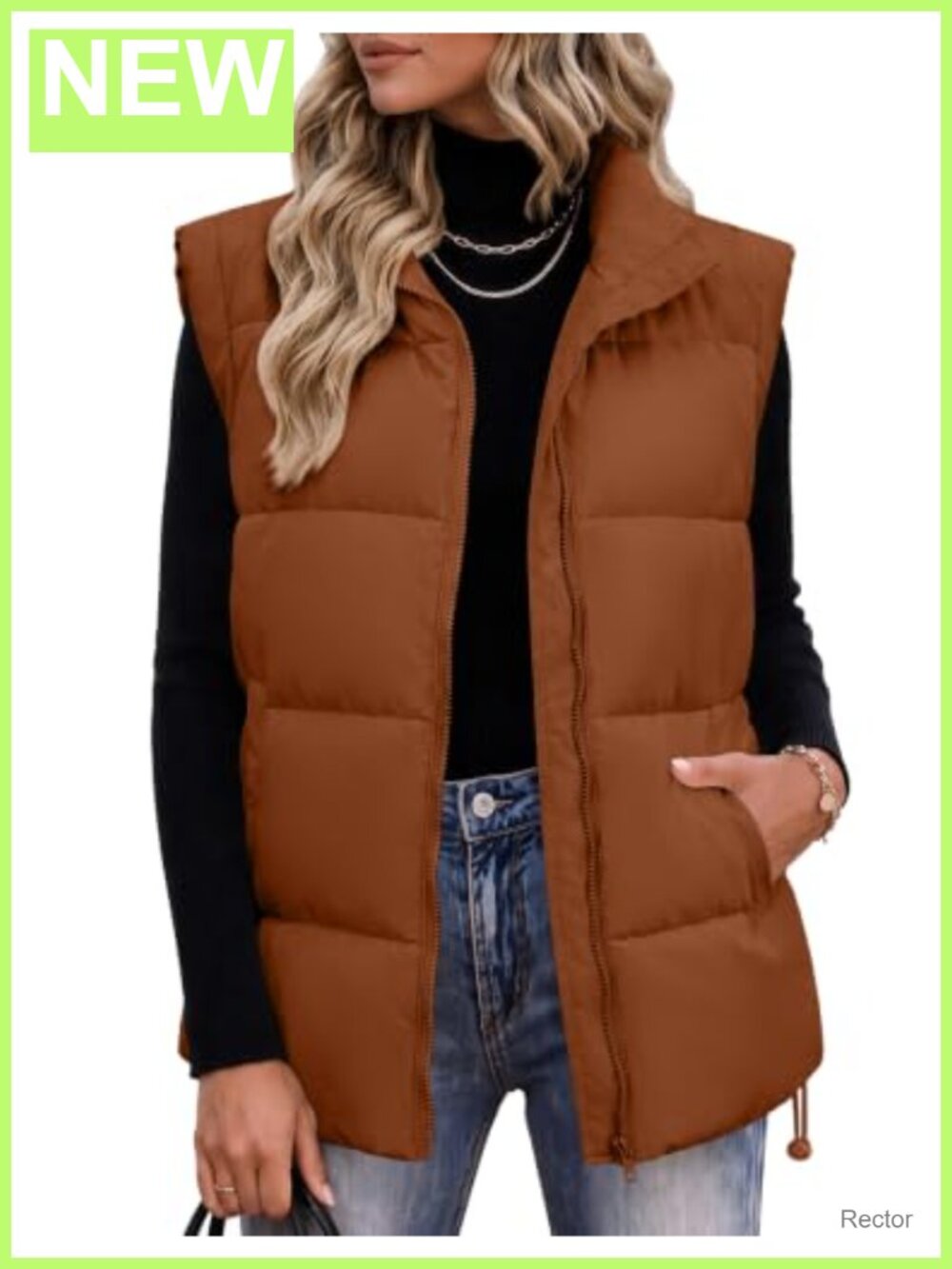 Quilted Puffer Vest Sleeveless Lightweight Zip Winter Coat